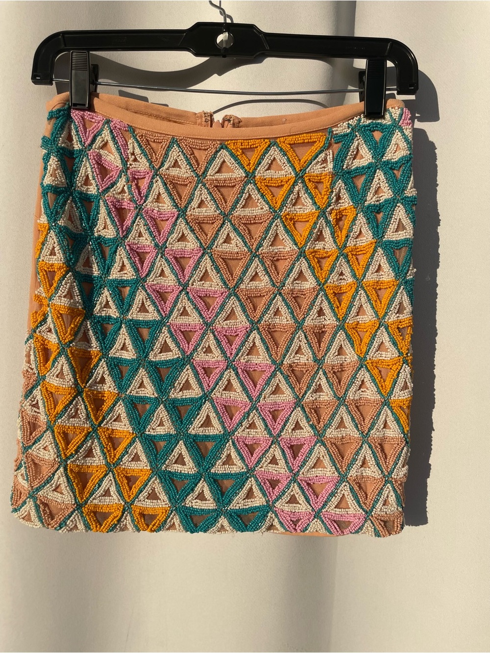 Walter Baker Multicolor Crochet Triangle Mini Skirt — Teal, Pink, Mustard, Beige - Picture 3 of 9